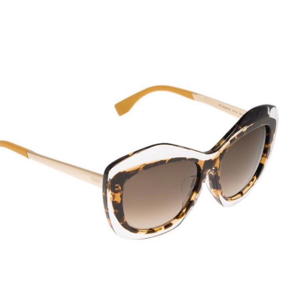 Fendi Tortoiseshell & Gold Oversized Cat-Eye Sunglasses